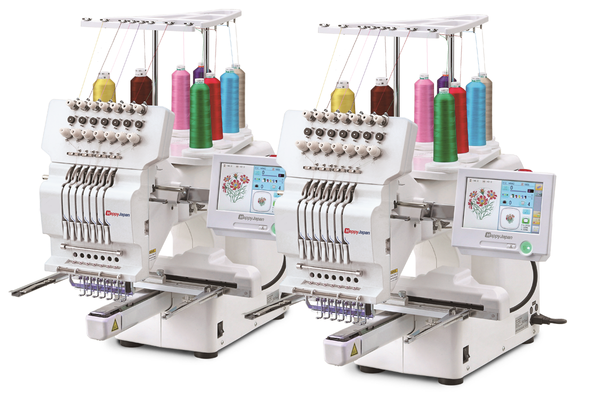 networked 7-needle Journey single-head embroidery machines