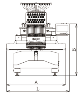 Line drawing, HappyJapan HCU2-1501 embroidery machine, front