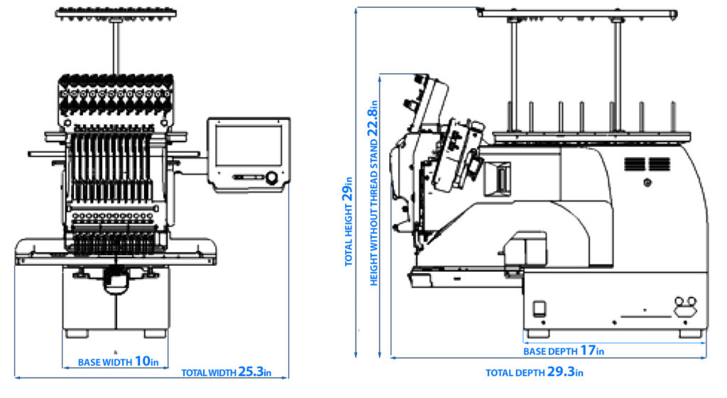 HappyJapan HCS3-1201 embroidery machine dimensions
