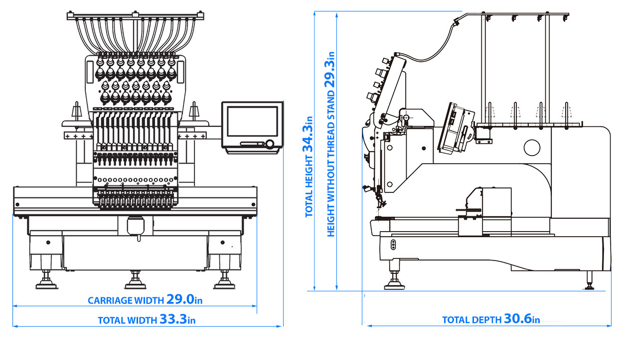 HappyJapan HCD3e-1501 embroidery machine dimensions