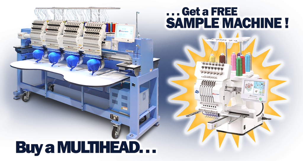 Buy a multihead embroidery machine, get a single head free