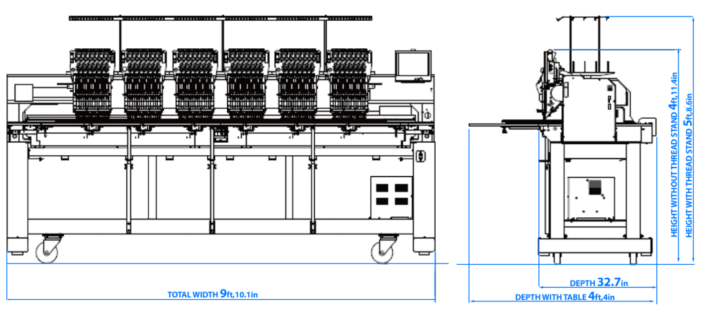 happyjapan hcr3-1506 6-head embroidery machine line drawing