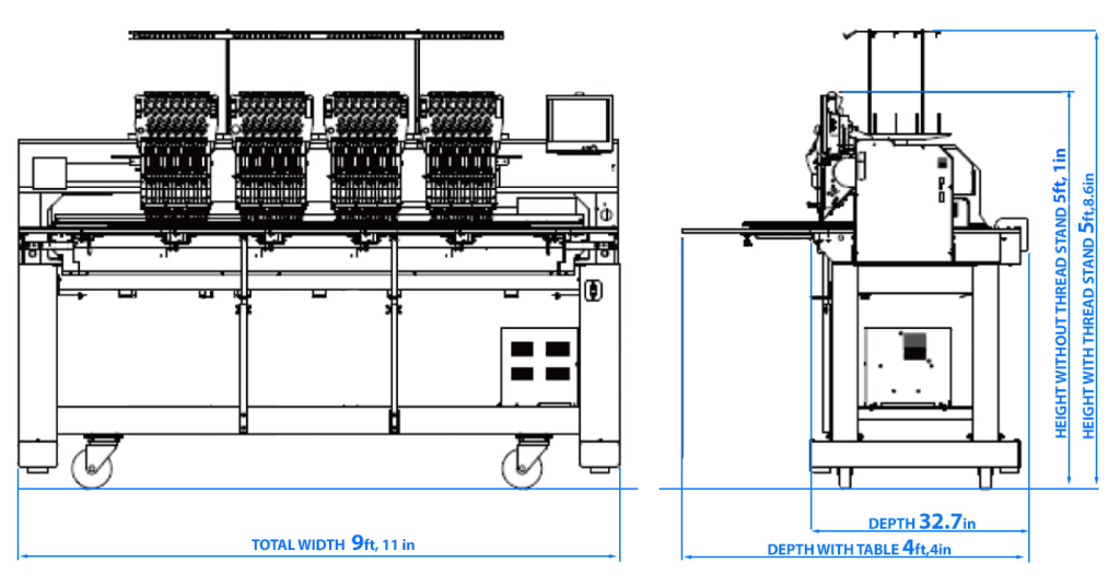 HappyJapan HCT-X1504 stretched field 4-head embroidery machine